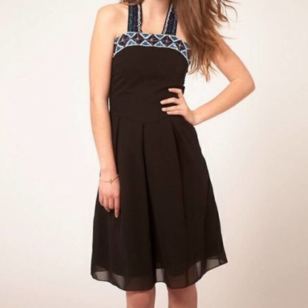 PROPHECY EUC Beaded Black A-line Mini Dress US 10
